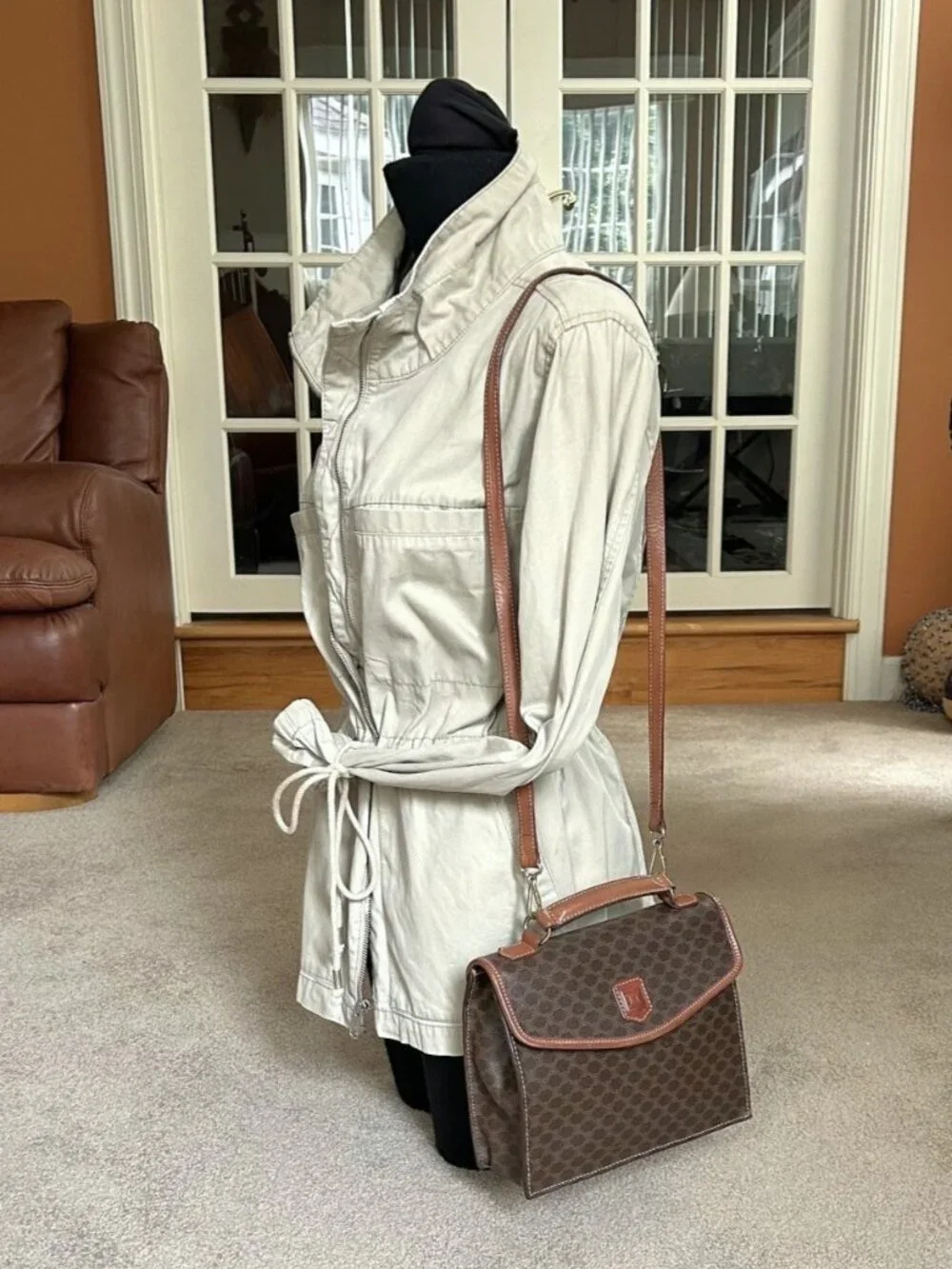 CELINE Macadam Two Way Satchel, Shoulder Bag, Brown
